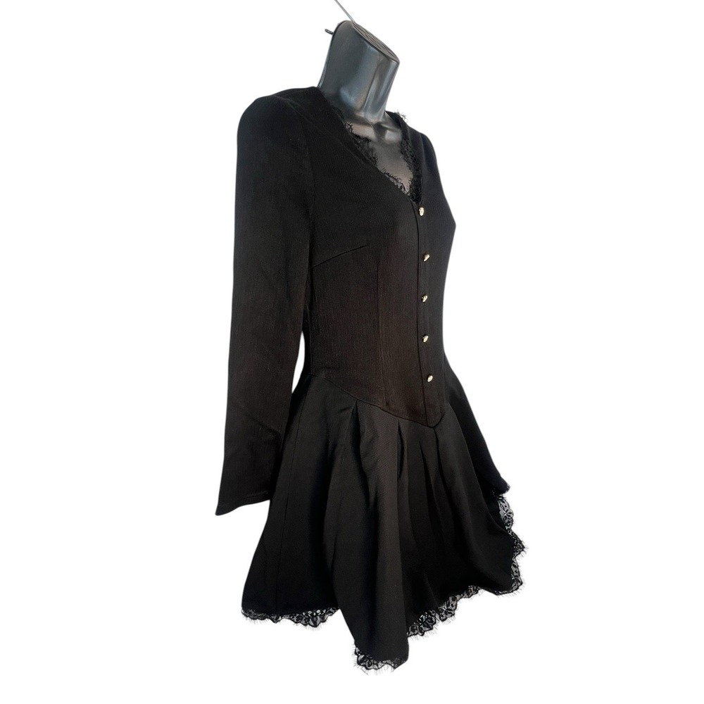 NIAT jeweled button whitchycore whimsigoth fit flair black mini dress sz M nwt - Picture 4 of 8